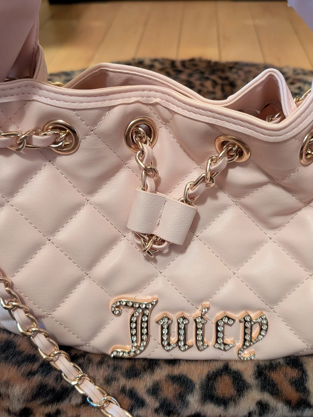 Juicy Couture Quilted Pink Chain-Handle Shoulder Bag